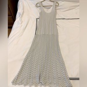 Adolfo Dominguez knit silver sheer long dress in Size Small